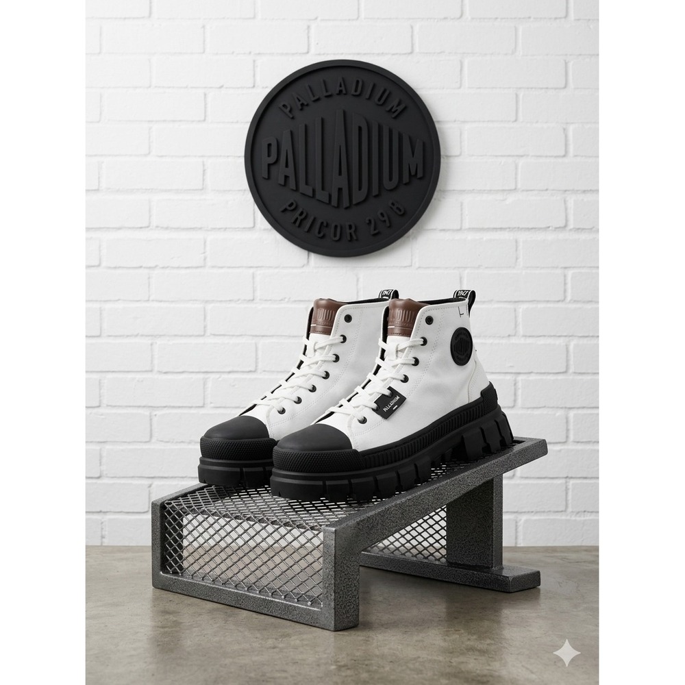 Palladium Revolt Hi TX White Black Platform Lug Sole Boots High Top‎ 1947 grunge